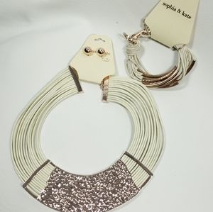 Sophia & Kate Faux Leather/Rose Gold Necklace Set
